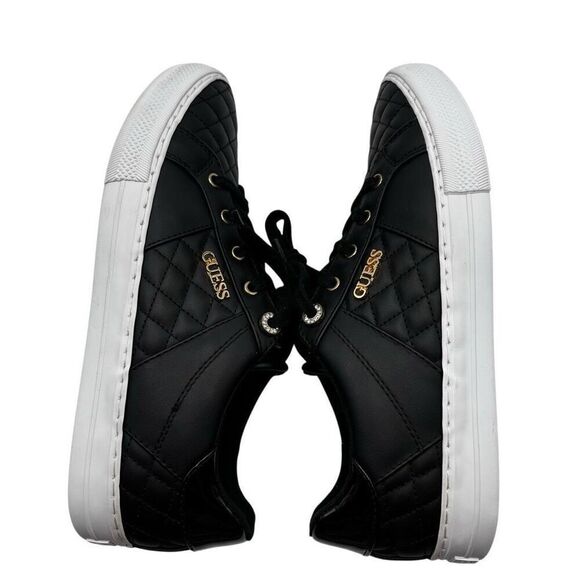 GUESS Loven Quilted Lace-Up Casual Low Top Sneakers Black Size Women’s 10 - Picture 6 of 10
